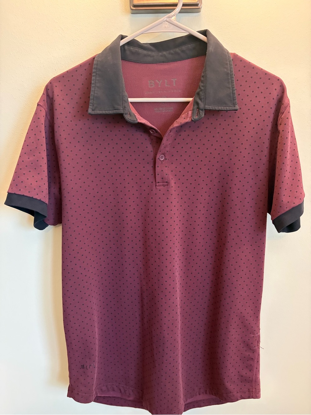 BYLT Basics Burgundy Polo with Dark Gray Contrast Collar